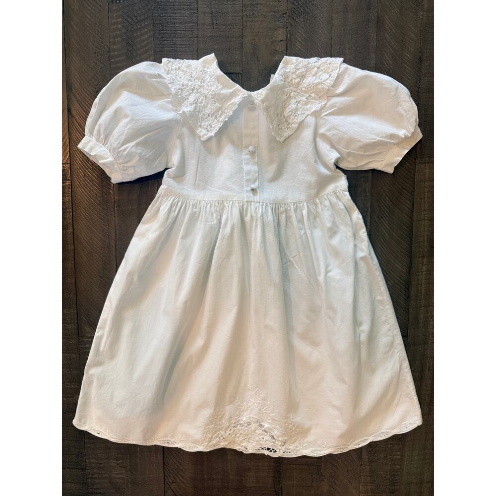 Allison Rose Girls Size 6 White Dress Lace Peter Pan Collar Puff Sleeve Heirloom